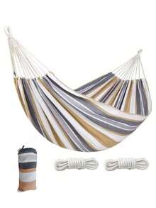 3-In-1 Hammock: A Durable And Portable Hammock Made From Comfortable Fabric. Comes With A Travel Bag And Ropes, Perfect For Garden Camping, Indoor/Outdoor Terraces, Balconies, Backyards, Beaches, And Parks. - multicolor - View 7