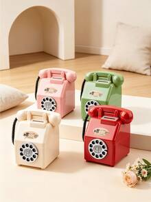 1PC Large Capacity Creative Retro Telephone Shaped Coin Bank Durable Resin Vintage Phone Piggy Bank Ornament Photo Prop Desk Decoration Gift For Home Office Study Room - nostalgia - View 5