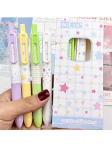 8 cây bút gel bấm họa tiết chấm sao, phong cách INS ngoại hình đẹp, mực đen 0.5mm nhanh khô, bút cho học sinh thi cử và làm bài tập - Nhiều màu - Xem 6