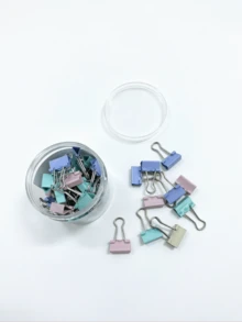Mini Macaron Color Metal Binder Clips, Multicolor Metal Paper Clips, Multifunctional File Organizer Clips, School & Office Desk Stationery Supplies - Morandi Color - View 2
