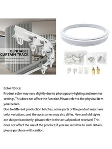 1 Set - Flexible Bendable Ceiling Curtain TrackInstallation Track With Curtain Track System, Room Divider, Curtain Rod, RV Ceiling Curtain Track, White - white - View 3