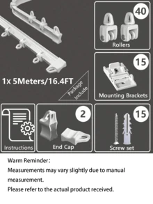 1 Set - Flexible Bendable Ceiling Curtain TrackInstallation Track With Curtain Track System, Room Divider, Curtain Rod, RV Ceiling Curtain Track, White - white - View 13
