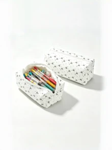 1pc Cute Large Capacity Cosmetic & Stationery Storage Bag, Bow Decor Pencil Case Back To School,Pencil Pouch,School Bag - Single Piece - View 3