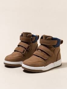 SHEIN A Pair Of Autumn And Winter Three-Buckle Boots With Children's High-Top Color Matching And Simple Daily Wear - Ginger - View 2