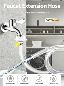 Universal Quick Install Faucet Extension Hose, Transparent PVC Flexible Long Water Pipe With Matching Connector, Household Tap Extender Water Supply Tube For Kitchen Bathroom Sink - 4 points - View 5