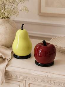Joivida 1pc Fruit Shaped Decorative Storage Box Apple & Pear Trinket Organizer Cute Lidded Cotton Swab Container,Functional Countertop Storage Piece, Ideal For Vanity And Shelf Styling, Creative Housewarming Accent For Interior Refresh - View 8