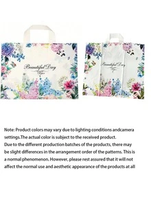 10件裝花鳥印花托特袋，精品店、化妝品與派對伴手禮禮品袋套組 - 藍色 - 查看 2