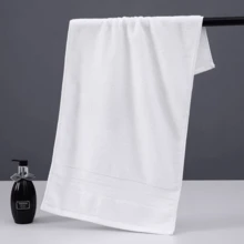 Cirelle 1pc Bright Satin Border Pure Combed Cotton Towel, Soft Highly Absorbent Decorative Bathroom Towel For Bathroom Spa - White - View 4
