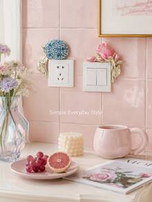 Cirelle 1Pc Resin Floral Light Switch Plate Cover, 3D Embossed Hand‑Painted Flower Socket Wall Sticker, Decorative Anti‑Dirt Switch Frame Border For Wall Outlet, Hydrangea Rose Calla Lily Ornament, Wall Decoration For Room Vanity Entryway Home Decor - multicolor - View 11