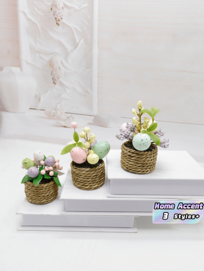 1 pieza adorno artesanal de flor artificial con huevo de Pascua, decoración para hogar, oficina y boda, centro de mesa de sobremesa, plástico realista, sin riego, fácil mantenimiento, estilo rústico de granja moderno, regalo