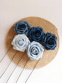 27 Pcs Artificial Rose Set (25 Roses & 2 Leaves) With Stems, Fake Flowers For DIY Wedding Bouquets, Table Decor, Home & Baby Party Layout, Suitable For Valentine's Day, Birthday, Wedding, New Year And Graduation Gifting, No Box Included - Color Mixing - View 4