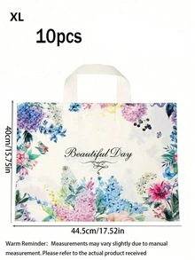 10件裝花鳥印花托特袋，精品店、化妝品與派對伴手禮禮品袋套組 - 藍色 - 查看 10