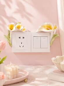 Cirelle 1Pc Resin Floral Light Switch Plate Cover, 3D Embossed Hand‑Painted Flower Socket Wall Sticker, Decorative Anti‑Dirt Switch Frame Border For Wall Outlet, Hydrangea Rose Calla Lily Ornament, Wall Decoration For Room Vanity Entryway Home Decor - multicolor - View 10