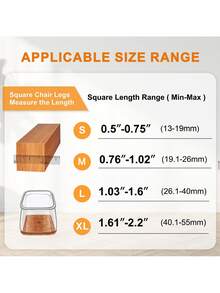 Zazumi 16-Piece Set Chair Leg Floor Protection Material Furniture Slider, Silicone Chair Leg Cover Cap For Hard Wood Or Tile Floors, Square, Clear - multicolor - View 3
