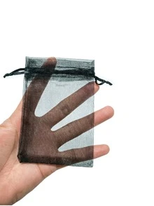 50/100個歐根紗抽繩珠寶收納袋，適用於婚禮、派對伴手禮、珠寶禮品袋、聖誕節及其他場合 - 黑色 - 查看 2