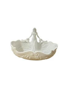 1 khay đựng trang sức phong cách châu Âu cổ điển bằng nhựa resin màu trắng sữa, họa tiết hoa dập nổi, hình váy nữ thần, khay lớn miệng rộng dùng trang trí bàn trang điểm, đựng nhẫn, bông tai, dây chuyền và chìa khóa - Nhiều màu - Xem 7
