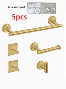 1pc Stainless Steel Drill-Installed Bathroom Towel Rack, Tissue Holder, Hook, Multi-Function Storage Bar, More Stable Installation - Gold - View 10