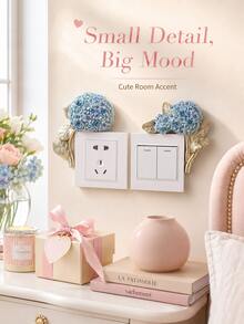 Cirelle 1Pc Resin Floral Light Switch Plate Cover, 3D Embossed Hand‑Painted Flower Socket Wall Sticker, Decorative Anti‑Dirt Switch Frame Border For Wall Outlet, Hydrangea Rose Calla Lily Ornament, Wall Decoration For Room Vanity Entryway Home Decor - multicolor - View 13
