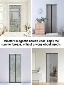 1pc Magnetic Insect Screen Door, Summer Windproof Screen, No Drilling Needed, Mesh Curtain - Insect Barrier & Airflow, Classic Style, Ideal For Bedroom, Living Room, Rv Doors And Windows, With Adhesive Tape! Perfect For Indoor/Outdoor Use - Multicolor - View 4