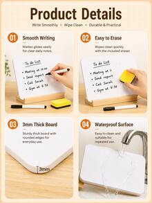 Cirelle Double-Sided Erasable Desktop Whiteboard, Freestanding Reusable Message Board & Writing Tablet For Notes, To Do Lists, Reminders, Drawing, Office Desk, Home Workspace, Kitchen Counter, Daily Planning & Housewarming Gift - multicolor - View 4