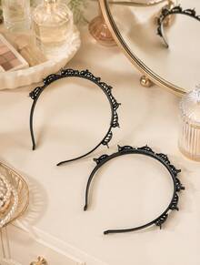 2/4/6Pcs Woven Hair Bands, Double-Layer Hollow Braided Headbands, Styling Hair Clips For Bangs Fixing, Hair Styling Accessories - Multicolor - View 2