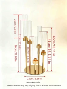 1PC Elegant Gold 5-Arm Candle Holder With Acrylic Cover Weddings Tabletop Stand, Perfect For Christmas, And Home Party Decor - gold - View 8