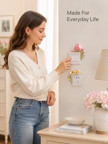 Cirelle 1Pc Resin Floral Light Switch Plate Cover, 3D Embossed Hand‑Painted Flower Socket Wall Sticker, Decorative Anti‑Dirt Switch Frame Border For Wall Outlet, Hydrangea Rose Calla Lily Ornament, Wall Decoration For Room Vanity Entryway Home Decor - multicolor - View 14