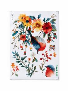 Haus Hana 1 Pc Bird Window Stickers, Floral Butterfly Hummingbird & Parrot Wall Decals, Removable Peel-And-Stick Nature Decor For Glass, Windows, Balcony, Living Room, Bedroom, Kids Room, Garden View, Spring Home Decoration & Gift - multicolor - View 11