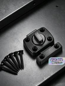 小型黑色金屬旋轉櫃門鎖扣 附安裝螺絲 DIY 家具維修配件 - 灰色 - 查看 1