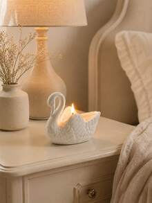 Zazumi Elegant Swan Ceramic Candle Holder - Handcrafted Porcelain Tealight & Wax Melt Burner, Romantic Table Centerpiece For Home Decor, Weddings, Dinners & Gift Giving - multicolor - View 12