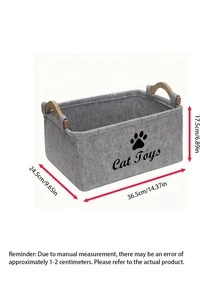 Large Capacity Cat/Dog Toy Storage Basket, With Paw Print And Cat Paw Design - Storage Box, Suitable For Storing Cat Toys - Multicolor - View 6