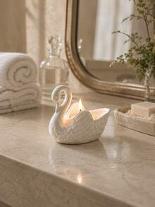 Zazumi Elegant Swan Ceramic Candle Holder - Handcrafted Porcelain Tealight & Wax Melt Burner, Romantic Table Centerpiece For Home Decor, Weddings, Dinners & Gift Giving - multicolor - View 6