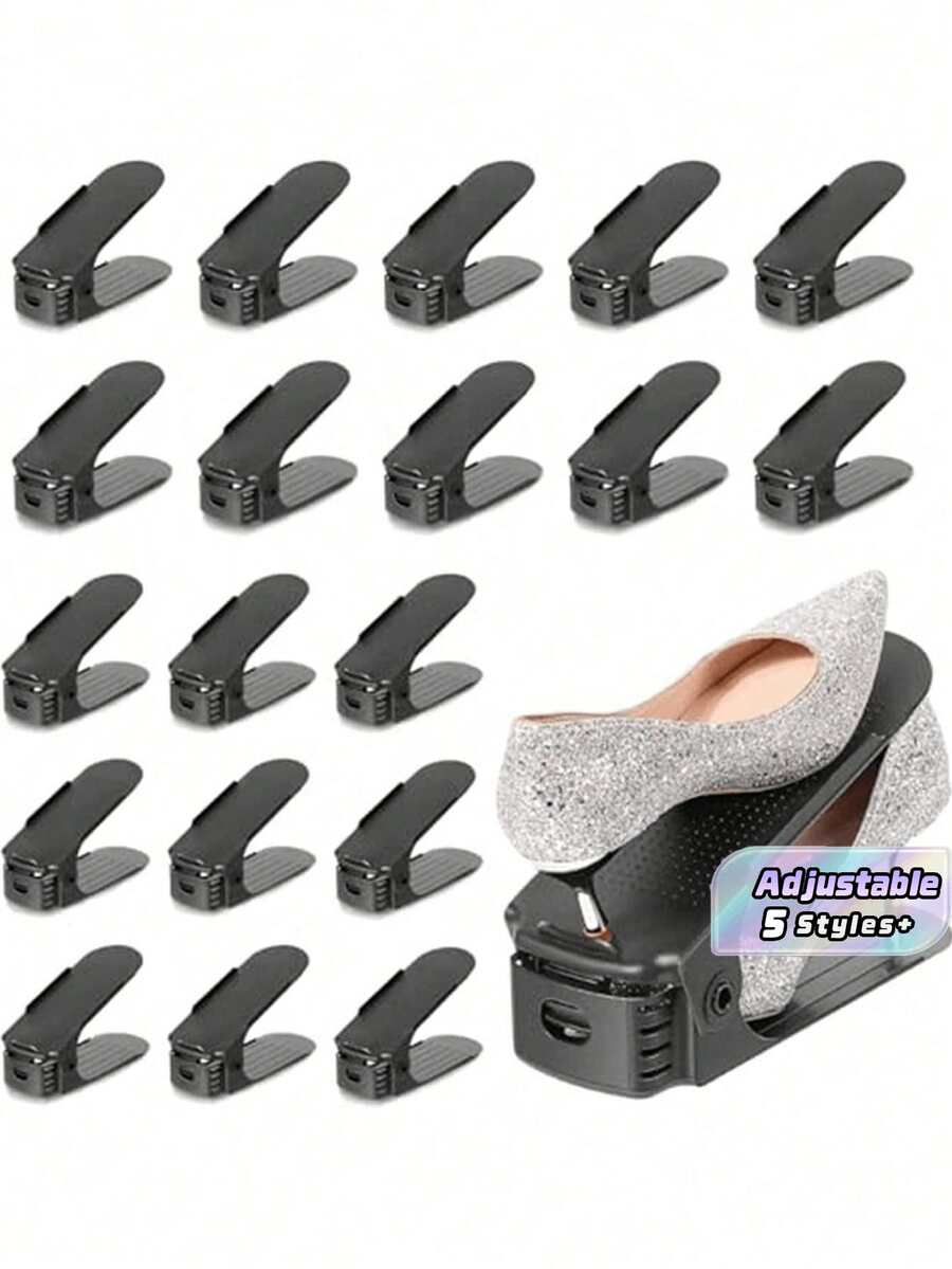 Adjustable Double Layer Shoe Storage Organizer, Stackable Shoe Slot Rack Space Saver Shoe Holder For Sneakers, High Heels, Household Shoe Storage Solution - Multicolor - View 1