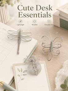 Haus Hana 1Pc Creative Insect-Shaped Metal Paper Clip, High-Quality Wire Bookmark Clip, Dragonfly Butterfly Spider Design Office Stationery, Desktop Memo Holder, Photo Clip, Planner Decor For School, Office, Study & Gift - multicolor - View 6