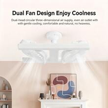 1pc 60W Dual‑Head 360°Rotatable Fan Light, Full‑Spectrum Eye‑Care E27 Universal Screw‑In LED Ceiling Fan Lamp, 3 Wind‑Speed Levels, 3‑Tone Dimmable Lighting, Timing Function, Remote‑Controlled Fan Ceiling Light For Bedroom Living Room Kitchen - one-size - View 3