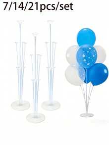 7/14/21 Piece Balloon Holder Set, Balloon Extension Rod, Adjustable Center Pole Balloon Holder With Base, Suitable For Desktop And Ground Display, Wedding And Birthday Party Decoration, Celebration Event Party Decoration, Multi-Purpose Event Props - Multicolor - View 1