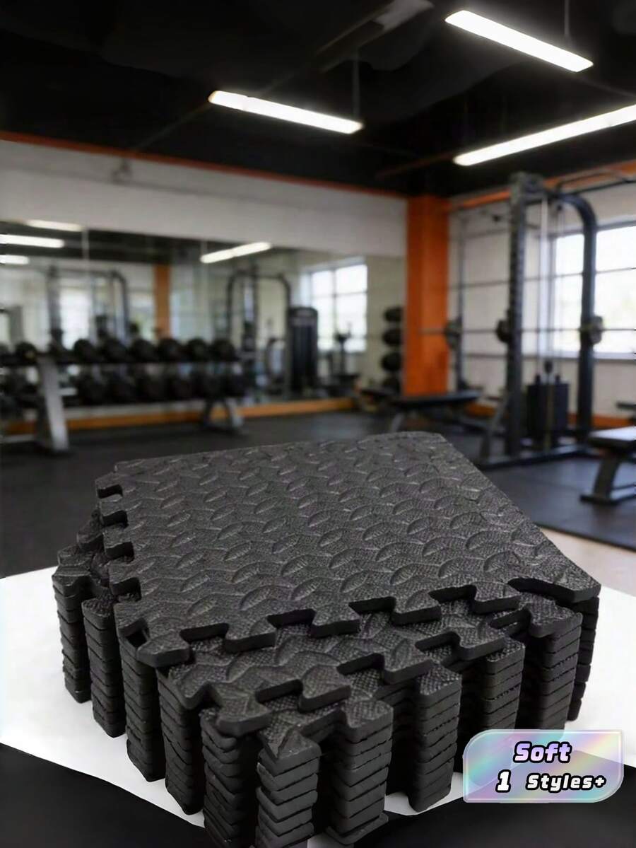20pcs Soft EVA Fitness Mat Set - 20pcs Black EVA Interlocking Fitness Mats, Soft, Non-Slip, Waterproof, Suitable For Home Gym, Training And Shaping - Multicolor - View 1