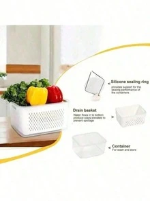 Food Storage Box Set With Drain Basket And Lid - Leak-Proof, Refrigerator, Reusable Multi-Functional Kitchen Storage Boxes, Suitable For Fruits, Vegetables, And Food. - Multicolor - View 3