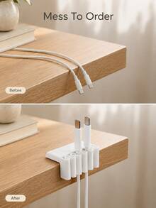 Haus Hana 1pc Multi-Slot Desktop Cable Organizer, No-Drill Desk Edge Cord Holder Clip For USB And Charging Cables, Compact Cable Management Accessory With Multiple Cable Slots For Office Desk, Computer Setup, Nightstand And Home Workspace - multicolor - View 6