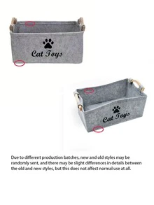 Large Capacity Cat/Dog Toy Storage Basket, With Paw Print And Cat Paw Design - Storage Box, Suitable For Storing Cat Toys - Multicolor - View 3