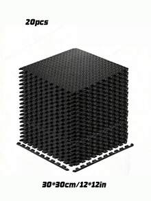 20pcs Soft EVA Fitness Mat Set - 20pcs Black EVA Interlocking Fitness Mats, Soft, Non-Slip, Waterproof, Suitable For Home Gym, Training And Shaping - Multicolor - View 3