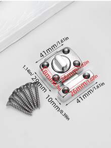Shiny Silver Metal Rotating Cabinet Latch Compact Door Bolt Lock Comes With Mounting Screws DIY Furniture Repair Accessories - silver - View 3