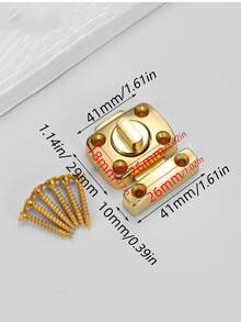 Polished Gold Mini Rotary Cabinet Latch Shiny Brass Tone Swivel Door Bolt Lock With Screws Hardware For Cupboard Jewelry Box Wooden Chest - gold - View 3