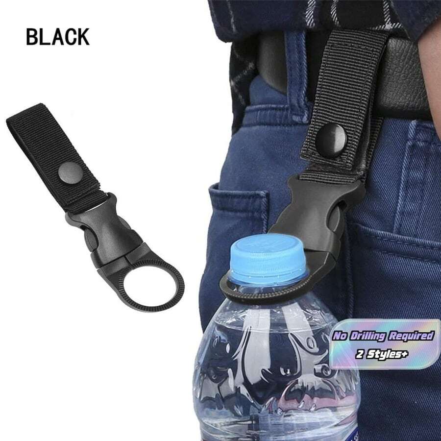 1/3pcs Molle Webbing Backpack Buckle Attach Quickdraw Water Bottle Hanger Holder Outdoor Camping Hiking Climbing Accessories 1pc - Black - View 1