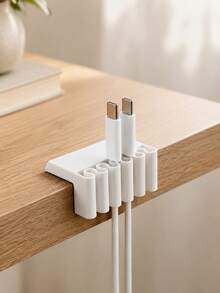 Haus Hana 1pc Multi-Slot Desktop Cable Organizer, No-Drill Desk Edge Cord Holder Clip For USB And Charging Cables, Compact Cable Management Accessory With Multiple Cable Slots For Office Desk, Computer Setup, Nightstand And Home Workspace - multicolor - View 2