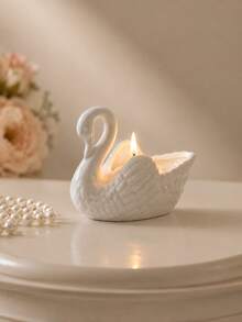 Zazumi Elegant Swan Ceramic Candle Holder - Handcrafted Porcelain Tealight & Wax Melt Burner, Romantic Table Centerpiece For Home Decor, Weddings, Dinners & Gift Giving - multicolor - View 5