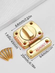 Polished Gold Mini Rotary Cabinet Latch Shiny Brass Tone Swivel Door Bolt Lock With Screws Hardware For Cupboard Jewelry Box Wooden Chest - gold - View 6