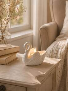 Zazumi Elegant Swan Ceramic Candle Holder - Handcrafted Porcelain Tealight & Wax Melt Burner, Romantic Table Centerpiece For Home Decor, Weddings, Dinners & Gift Giving - multicolor - View 8