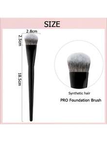 1PC Angled Concealer Brush Buildable Coverage Blending Foundation Liquid Cream Stick Makeup Tool For Flawless Finish Home Salon Professional Use - Black - View 4