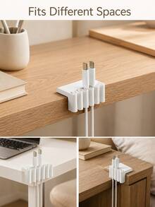 Haus Hana 1pc Multi-Slot Desktop Cable Organizer, No-Drill Desk Edge Cord Holder Clip For USB And Charging Cables, Compact Cable Management Accessory With Multiple Cable Slots For Office Desk, Computer Setup, Nightstand And Home Workspace - multicolor - View 9